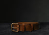 1.3" Brown everyday belt with antique brass buckle