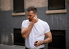 model using leather AirPods Pro 2 case