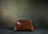 men's brown leather shave kit