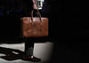 full grain Italian leather zippered leather briefcase